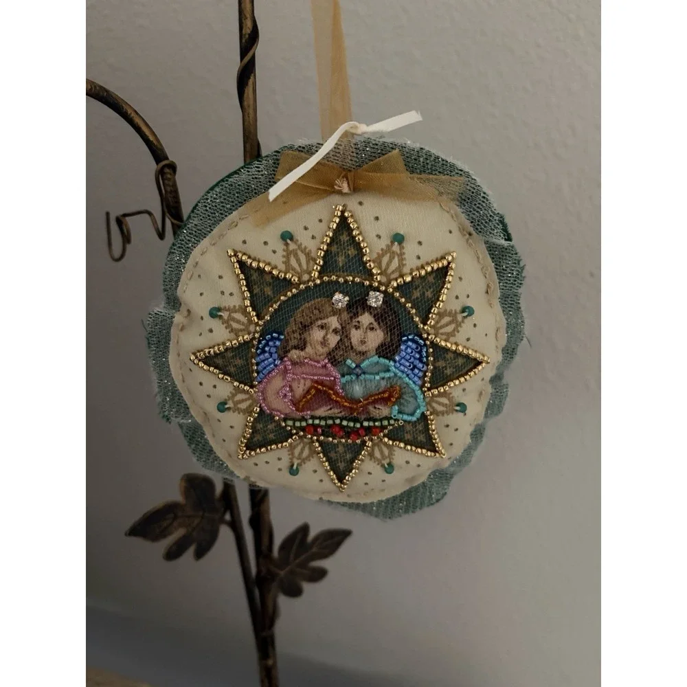 Shell Bell Hand Beaded Angel Christmas Ornament~Renaissance Stuffed Fabric NWT
